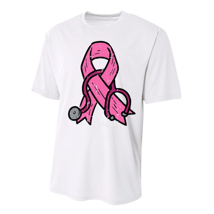 Breast Cancer Awareness Ribbon Nurse Performance Sprint T-Shirt