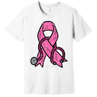 Breast Cancer Awareness Ribbon Nurse Premium T-Shirt