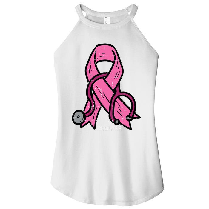 Breast Cancer Awareness Ribbon Nurse Women’s Perfect Tri Rocker Tank