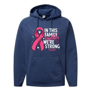 Breast Cancer Awareness Strong Family Support Breast Cancer Performance Fleece Hoodie