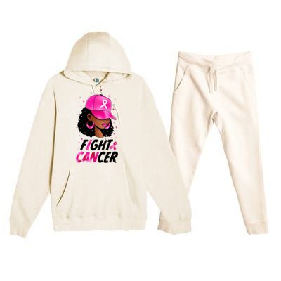 Breast Cancer African American Black Warrior Support Premium Hooded Sweatsuit Set