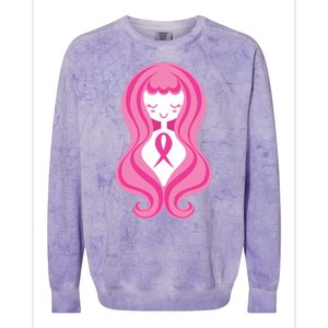 Breast Cancer Awareness Pink Ribbon Girl Colorblast Crewneck Sweatshirt