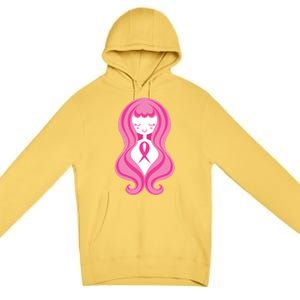 Breast Cancer Awareness Pink Ribbon Girl Premium Pullover Hoodie