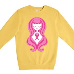 Breast Cancer Awareness Pink Ribbon Girl Premium Crewneck Sweatshirt