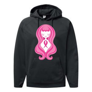 Breast Cancer Awareness Pink Ribbon Girl Performance Fleece Hoodie