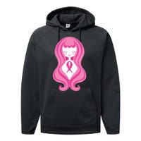 Breast Cancer Awareness Pink Ribbon Girl Performance Fleece Hoodie