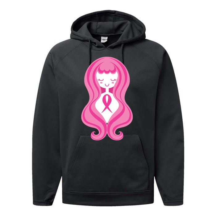 Breast Cancer Awareness Pink Ribbon Girl Performance Fleece Hoodie