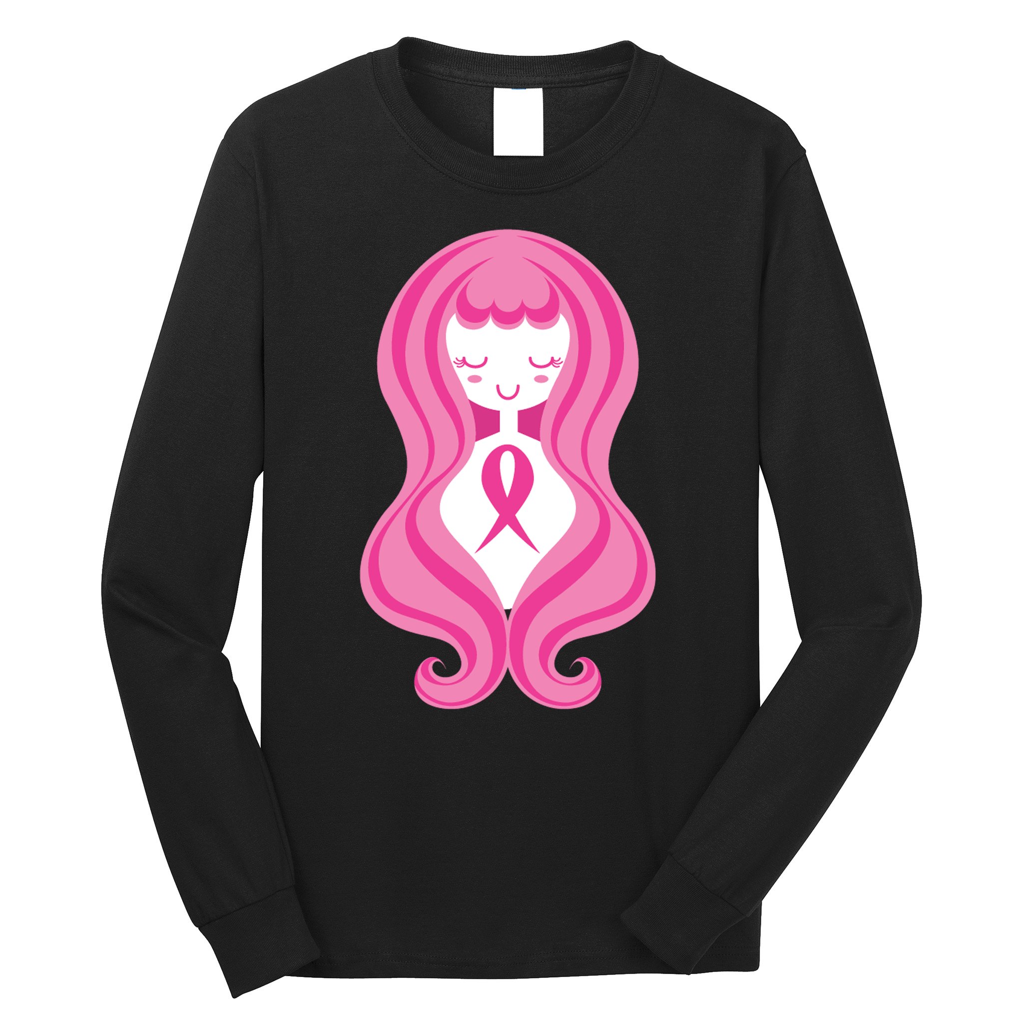 Breast Cancer Awareness Pink Ribbon Girl Long Sleeve Shirt