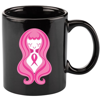 Breast Cancer Awareness Pink Ribbon Girl 11oz C Handle Ceramic Mug