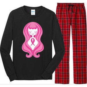 Breast Cancer Awareness Pink Ribbon Girl Long Sleeve Pajama Set