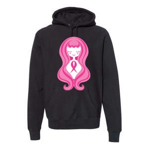 Breast Cancer Awareness Pink Ribbon Girl Premium Hoodie