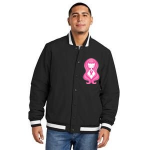 Breast Cancer Awareness Pink Ribbon Girl Insulated Varsity Jacket