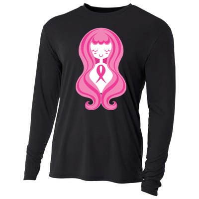 Breast Cancer Awareness Pink Ribbon Girl Cooling Performance Long Sleeve Crew