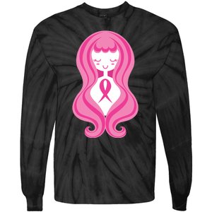 Breast Cancer Awareness Pink Ribbon Girl Tie-Dye Long Sleeve Shirt