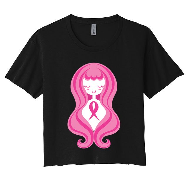Breast Cancer Awareness Pink Ribbon Girl Crop Top