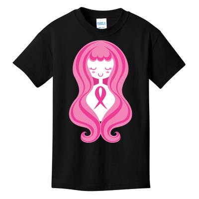 Breast Cancer Awareness Pink Ribbon Girl Kids T-Shirt