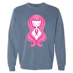 Breast Cancer Awareness Pink Ribbon Girl Garment-Dyed Sweatshirt