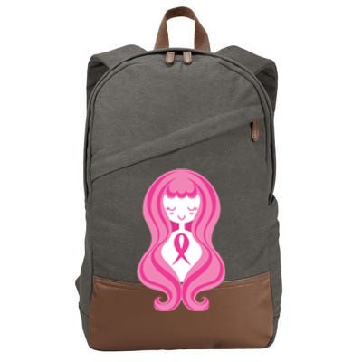 Breast Cancer Awareness Pink Ribbon Girl Cotton Canvas Backpack