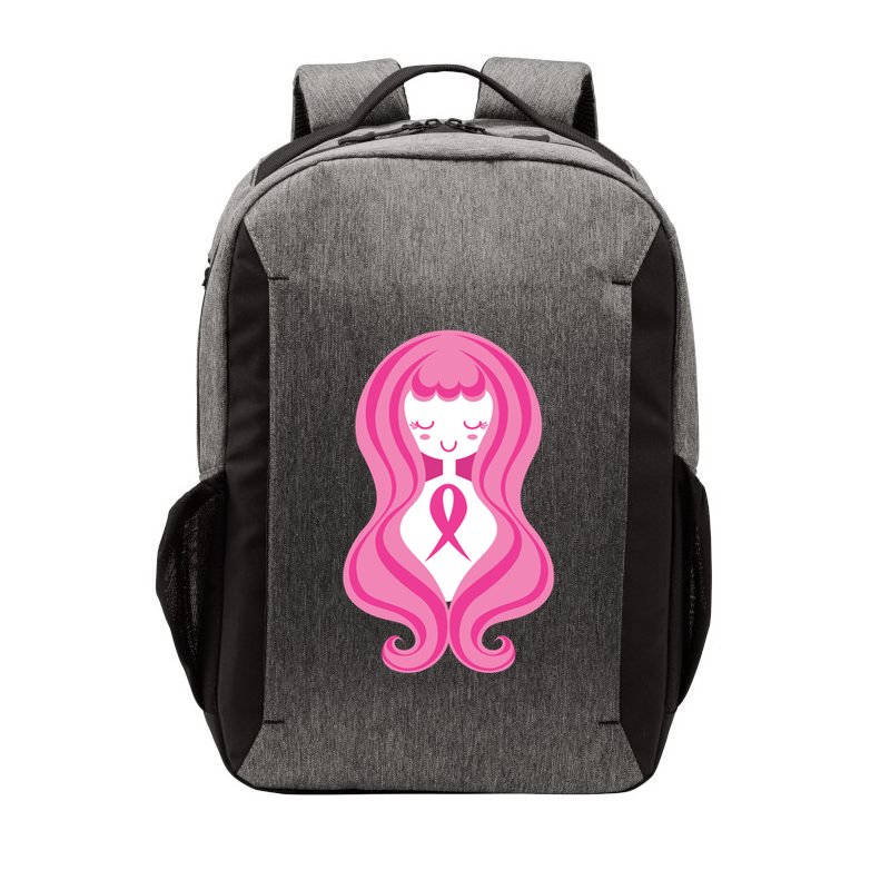 Breast Cancer Awareness Pink Ribbon Girl Vector Backpack