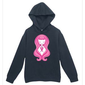 Breast Cancer Awareness Pink Ribbon Girl Urban Pullover Hoodie