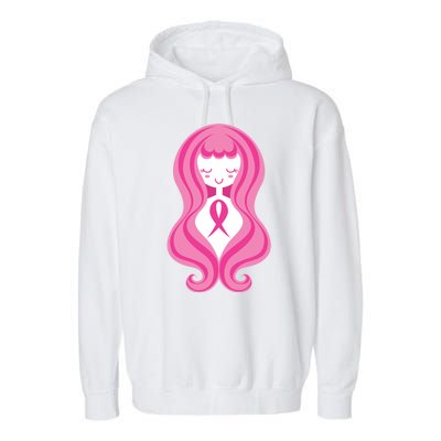 Breast Cancer Awareness Pink Ribbon Girl Garment-Dyed Fleece Hoodie