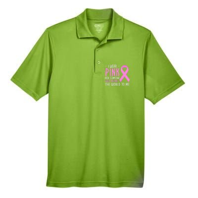 Breast Cancer Awarness Month Pink Ribbon Cancer Survivor Gift Men's Origin Performance Pique Polo