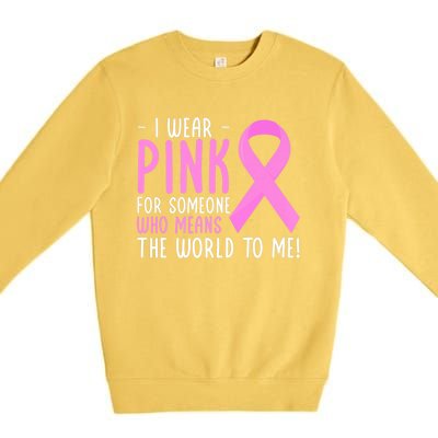 Breast Cancer Awarness Month Pink Ribbon Cancer Survivor Gift Premium Crewneck Sweatshirt