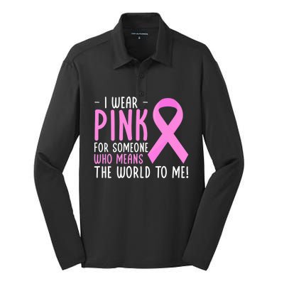 Breast Cancer Awarness Month Pink Ribbon Cancer Survivor Gift Silk Touch Performance Long Sleeve Polo