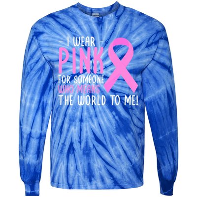 Breast Cancer Awarness Month Pink Ribbon Cancer Survivor Gift Tie-Dye Long Sleeve Shirt