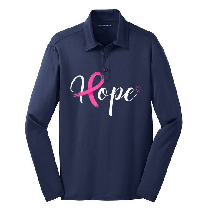 Breast Cancer Awareness Survivor P.I.N.K. Ribbon Motivational Silk Touch Performance Long Sleeve Polo