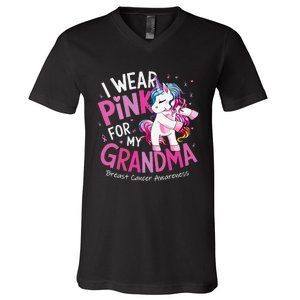 Breast Cancer Awareness Wear P.Ink Grandma Gift V-Neck T-Shirt