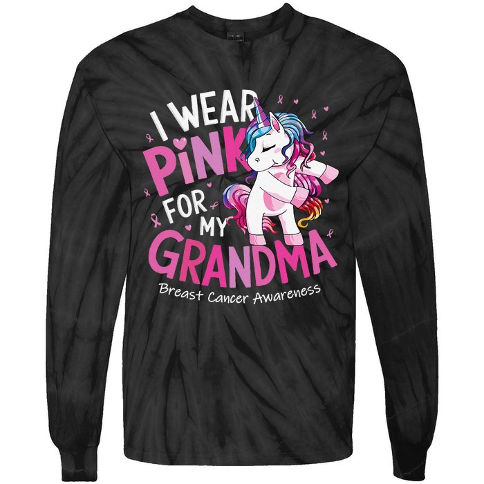 Breast Cancer Awareness Wear P.Ink Grandma Gift Tie-Dye Long Sleeve Shirt