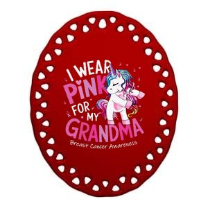 Breast Cancer Awareness Wear P.Ink Grandma Gift Ceramic Oval Ornament