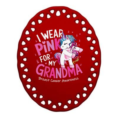 Breast Cancer Awareness Wear P.Ink Grandma Gift Ceramic Oval Ornament