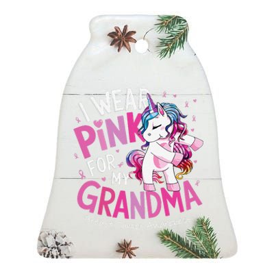 Breast Cancer Awareness Wear P.Ink Grandma Gift Ceramic Bell Ornament