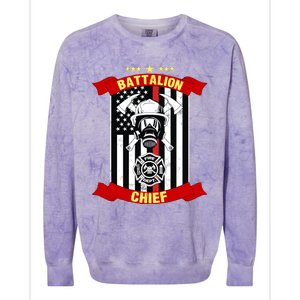 Battalion Chief American Firefighter Fire Hero Design Meaningful Gift Colorblast Crewneck Sweatshirt