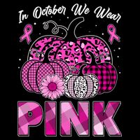 Breast Cancer Awareness In October We Wear Pink Pink Pumpkins Drawstring Bag