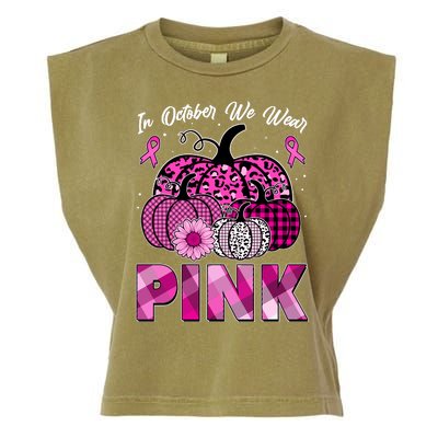 Breast Cancer Awareness In October We Wear Pink Pink Pumpkins Garment-Dyed Women's Muscle Tee