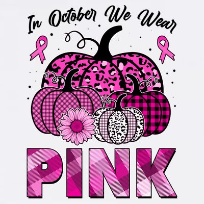 Breast Cancer Awareness In October We Wear Pink Pink Pumpkins T-Shirt