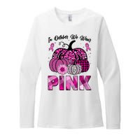 Breast Cancer Awareness In October We Wear Pink Pink Pumpkins Womens CVC Long Sleeve Shirt