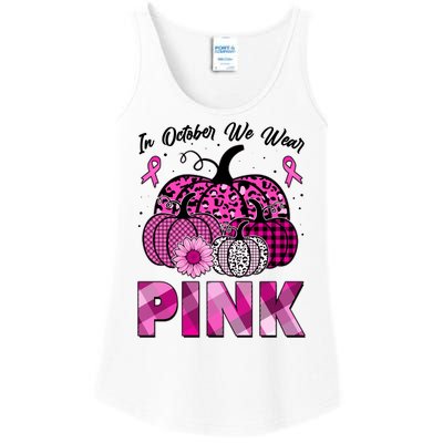 Breast Cancer Awareness In October We Wear Pink Pink Pumpkins Ladies Essential Tank