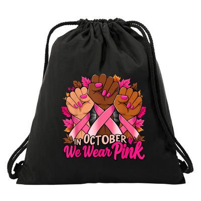 Breast Cancer Awareness 2024 In October We Wear Drawstring Bag