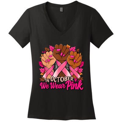 Breast Cancer Awareness 2024 In October We Wear Women's V-Neck T-Shirt