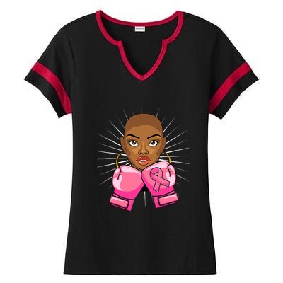 Breast Cancer Afro African American For Women Girls Ladies Halftime Notch Neck Tee