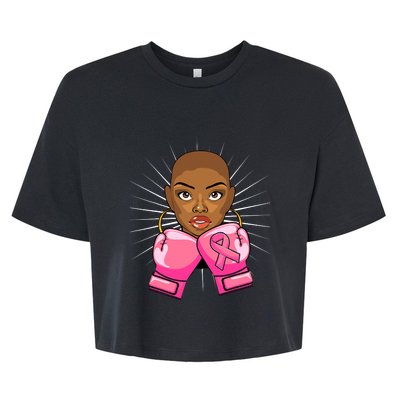 Breast Cancer Afro African American For Women Girls Bella+Canvas Jersey Crop Tee