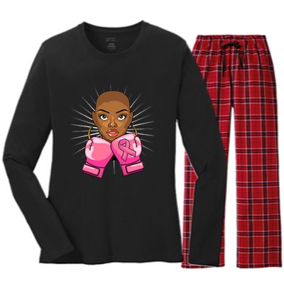 Breast Cancer Afro African American For Women Girls Women's Long Sleeve Flannel Pajama Set 