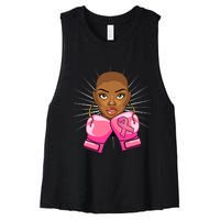 Breast Cancer Afro African American For Women Girls Women's Racerback Cropped Tank