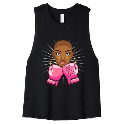 Breast Cancer Afro African American For Women Girls Women's Racerback Cropped Tank