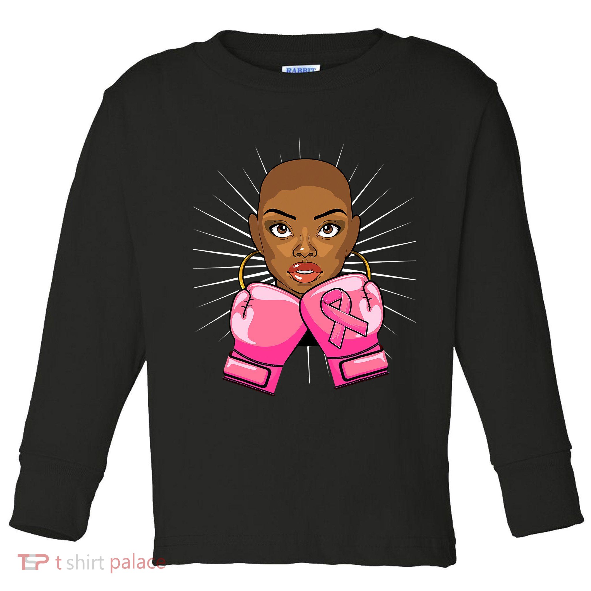 Breast Cancer Afro African American For Women Girls Toddler Long Sleeve Shirt