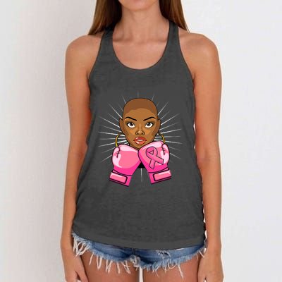 Breast Cancer Afro African American For Women Girls Women's Knotted Racerback Tank